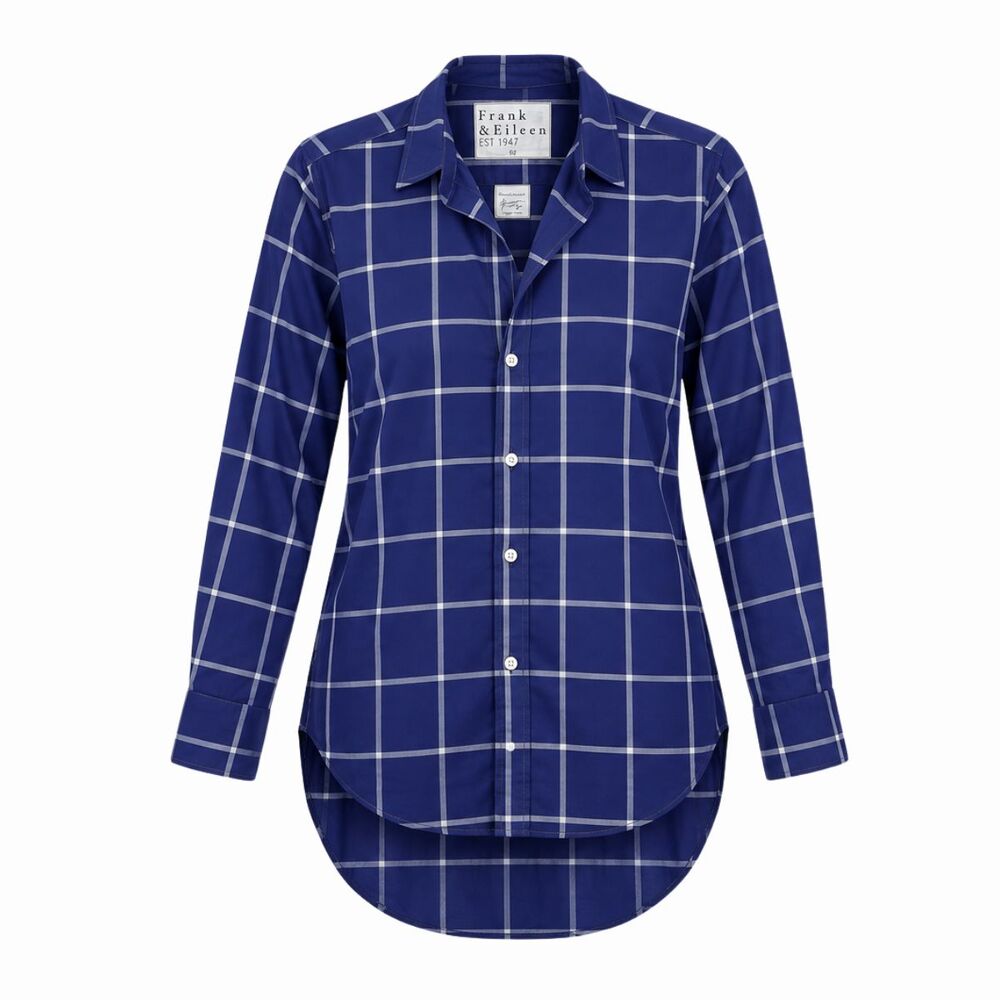 Frank & Eileen Women Shirt Purple Grayson Plaid Button Up Italian Tunic Medium
